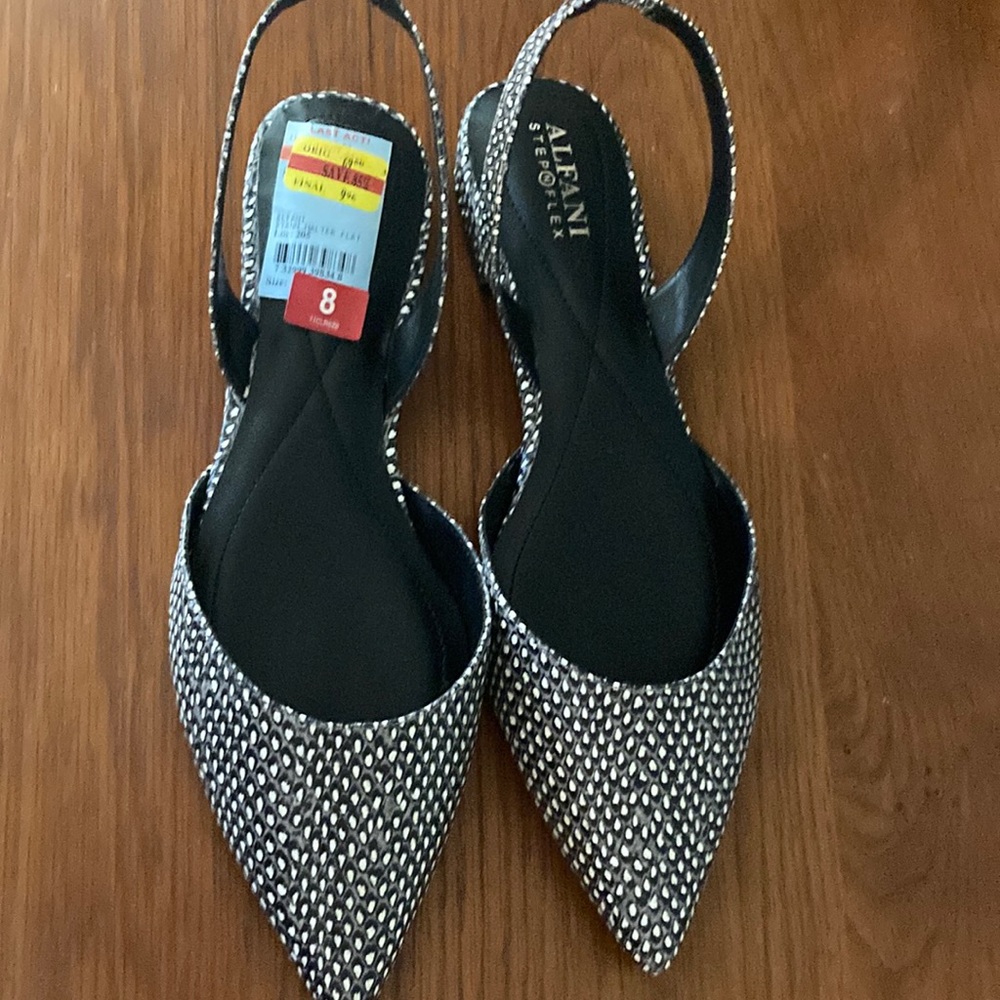 Alfani black white dot shoes